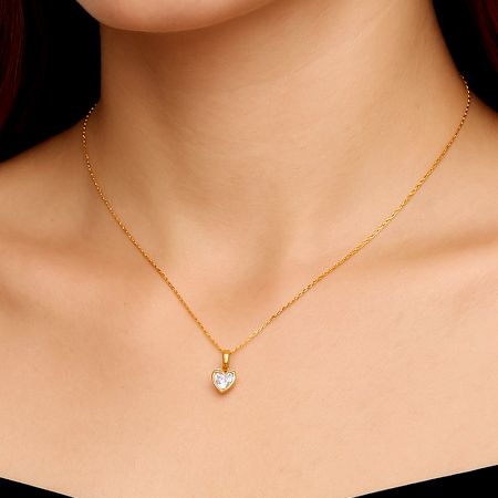 18K Gold Plated White Stone Heart Necklace